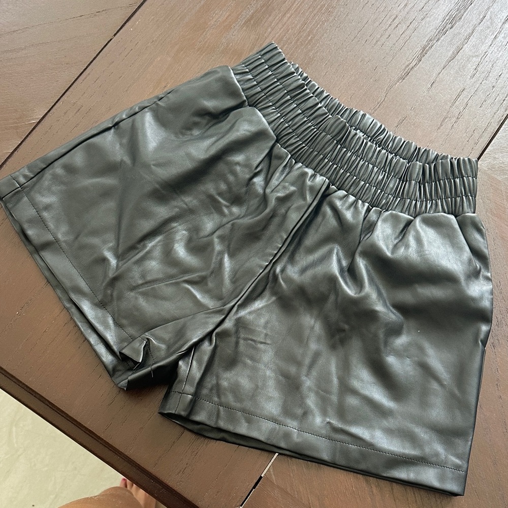 High Waist Black Leatherette Women's Shorts